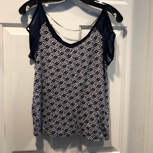 Blue and white cutout top